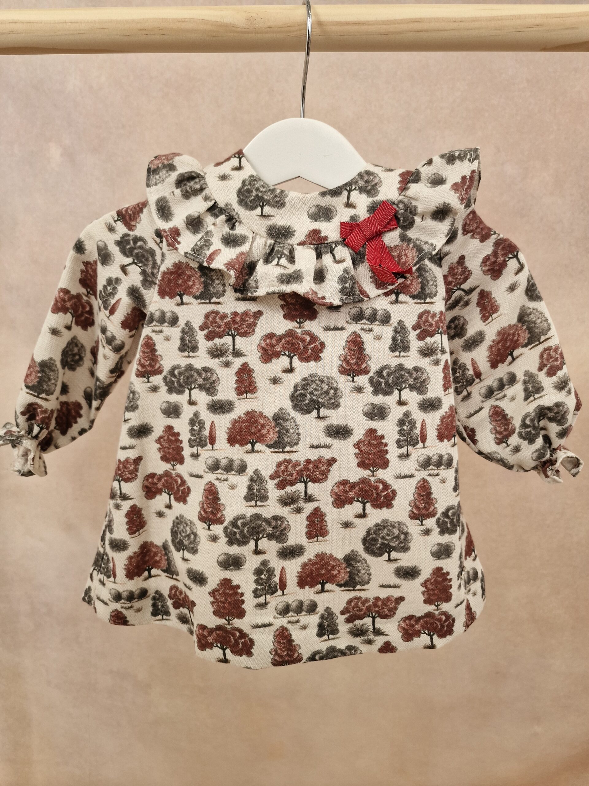 Vestido bebé estampado com folho e tapa-fralda - Imagem de 2