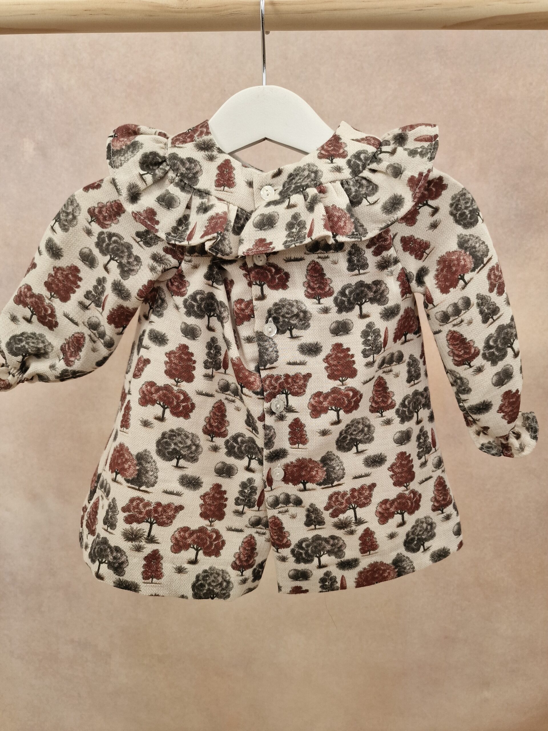 Vestido bebé estampado com folho e tapa-fralda - Imagem de 3