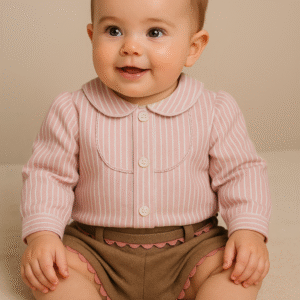 Conjunto menina rosa e castanho
