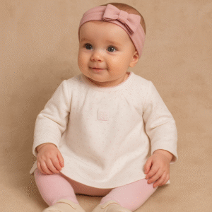 Vestido rosa bebé com collants