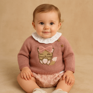 Conjunto rosa com camisola raposa e cueca estampada