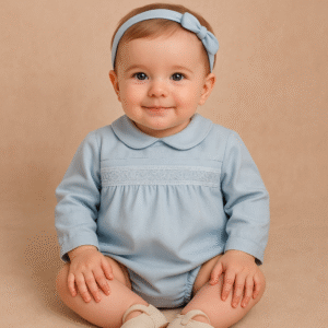 Conjunto bebé azul com renda